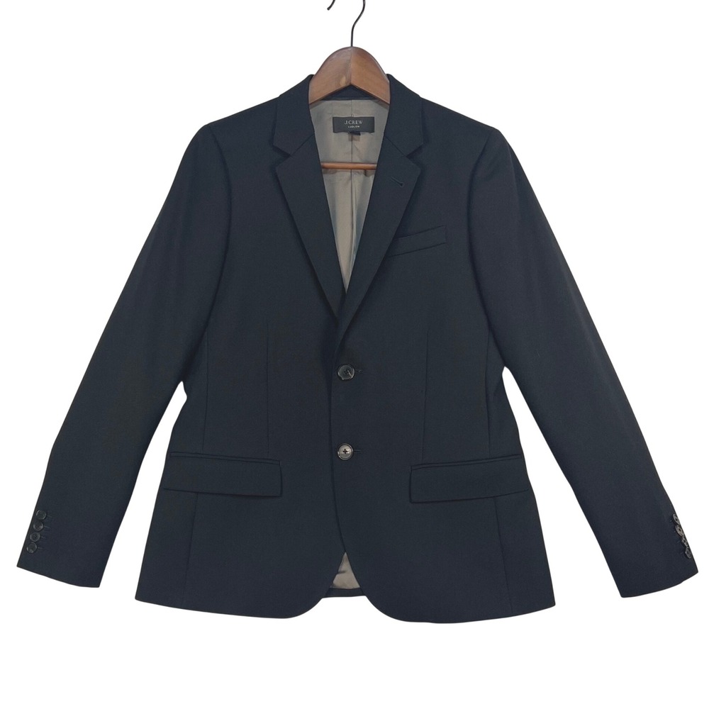 J.Crew Ludlow Blazer Women 10 Black Wool Two-Button Schoolboy Quiet Luxury